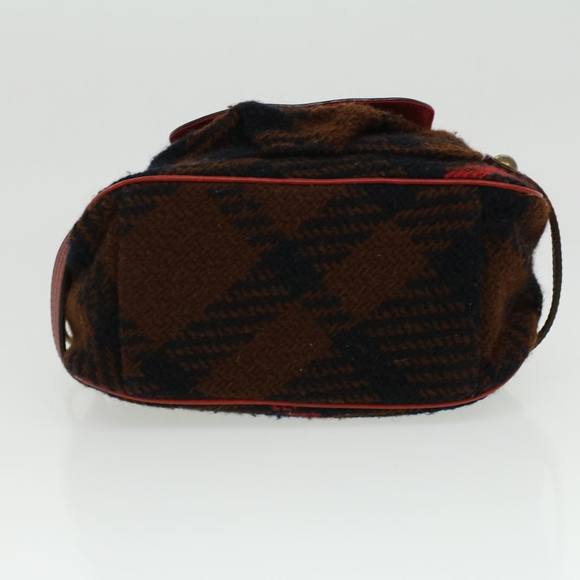 BURBERRY Blue Label Hand Bag Wool Leather 2way Red Black Auth ti771 - Picture 5 of 16